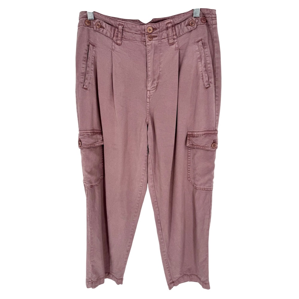Sundance Mauve Tencel Cropped Ankle Cargo Pants Size 6 Casual Utility‎ Military